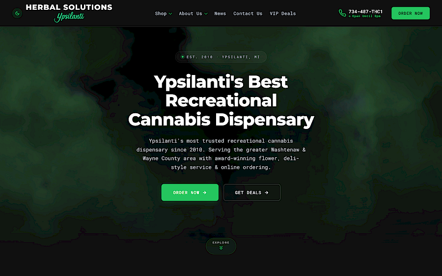 Herbal Solutions - Cannabis Dispensary Website desktop screenshot