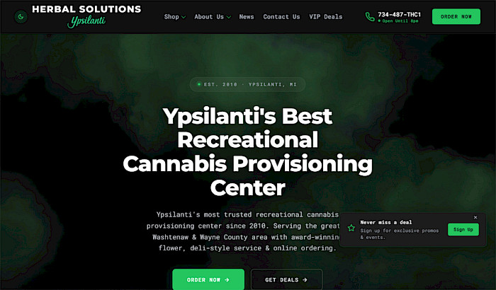Herbal Solutions - Cannabis Dispensary Website website screenshot