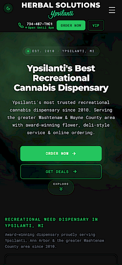 Herbal Solutions - Cannabis Dispensary Website mobile screenshot