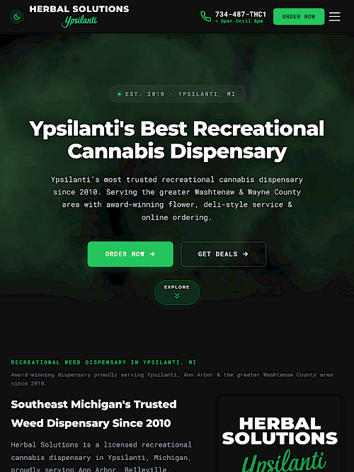 Herbal Solutions - Cannabis Dispensary Website tablet screenshot