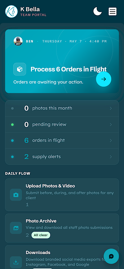 K Bella Team Portal - Staff Management App mobile screenshot