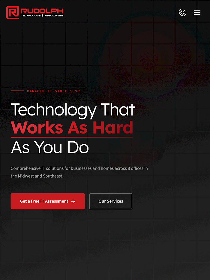 Rudolph Technology - Managed IT Services Website tablet view