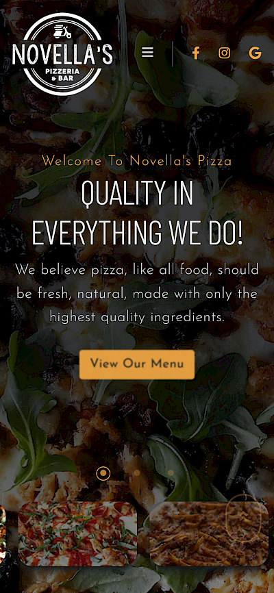 Novella's Pizza - Restaurant Website mobile screenshot